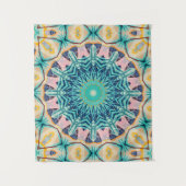 Gelb-orange, Minze und rosa Mandala. Wandteppich (Vorderseite)