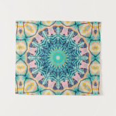 Gelb-orange, Minze und rosa Mandala. Wandteppich (Vorderseite (Horizontal))