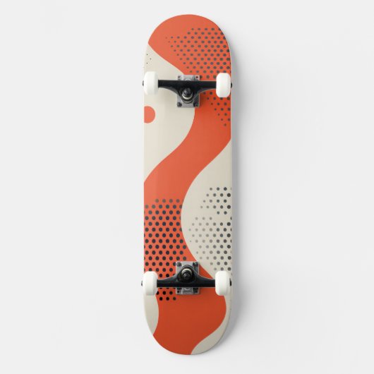 Gelb orange mit schwarzen Punkten Skateboard (Vorderseite)