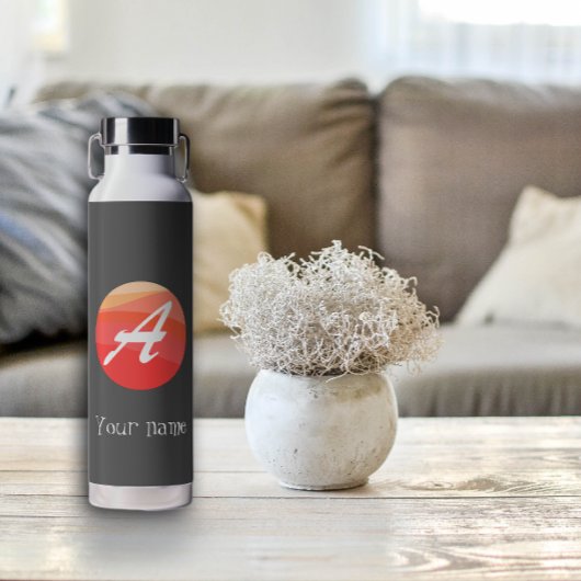 Gelb-orange Monogramm Initial A Trinkflasche