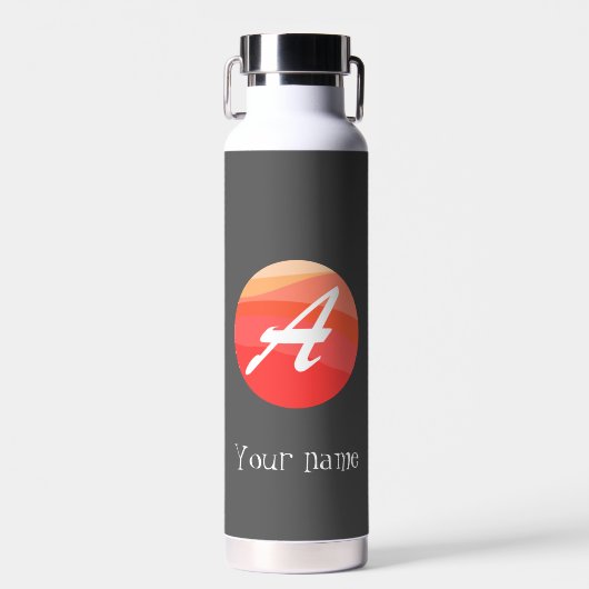 Gelb-orange Monogramm Initial A Trinkflasche (Vorne)