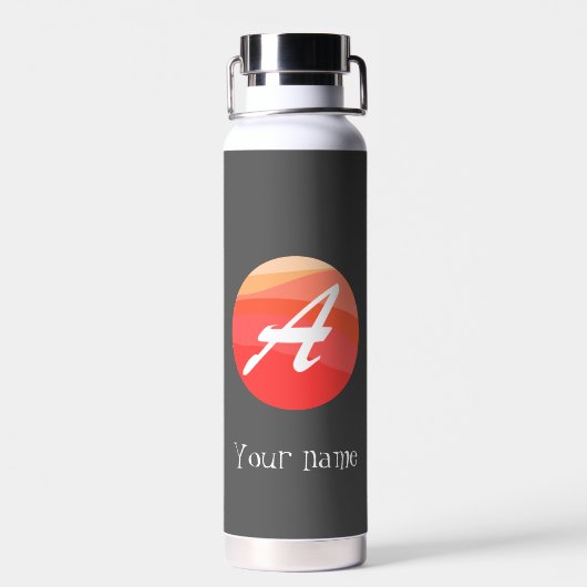 Gelb-orange Monogramm Initial A Trinkflasche (Rückseite)