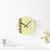 Gelb Orange Nahtloses Design Runde Wanduhr (Zuhause)