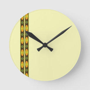 Gelb Orange Nahtloses Design Runde Wanduhr