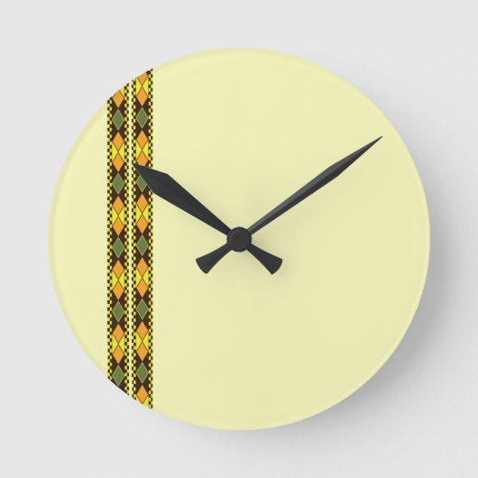 Gelb Orange Nahtloses Design Runde Wanduhr (Vorderseite)