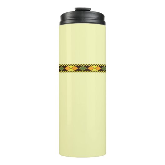 Gelb Orange Nahtloses Design Thermosbecher (Vorderseite)