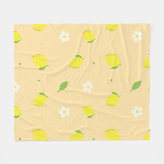 Gelb-orange nahtloses Muster mit weißen Blumen Fleecedecke (Vorderseite (Horizontal))