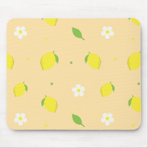Gelb-orange nahtloses Muster mit weißen Blumen Mousepad