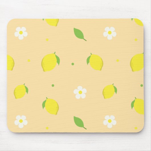 Gelb-orange nahtloses Muster mit weißen Blumen Mousepad (Vorne)