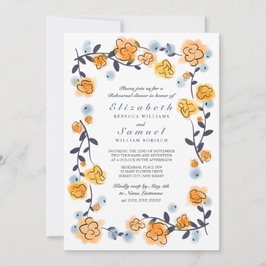 Gelb-orange-Probe Abendessen einladen Einladung (Vorderseite)