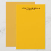 Gelb Orange Professionell Modern Schlicht Minimali Briefpapier (Vorne/Hinten)