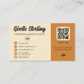 Gelb Orange QR-Code Foto Monogramm Social Media Visitenkarte (Vorderseite)