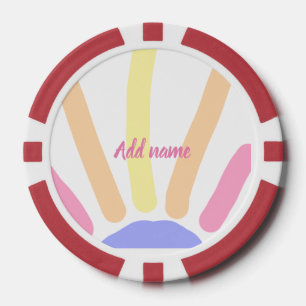 Gelb orange Regenbogen Retro Namenstext pink Pokerchips