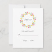 Gelb, orange, rosa Blumenkränz RSVP Karte (Vorderseite)