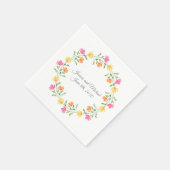 Gelb, orange, rosa Blumenkränz Serviette (Ecke)