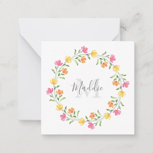 Gelb, orange, rosa Blumenkronen Mitteilungskarte (Vorderseite)