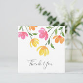 Gelb, orange, rosa Gewässer, Blumengestelle Dankeskarte (Stehend Vorderseite)
