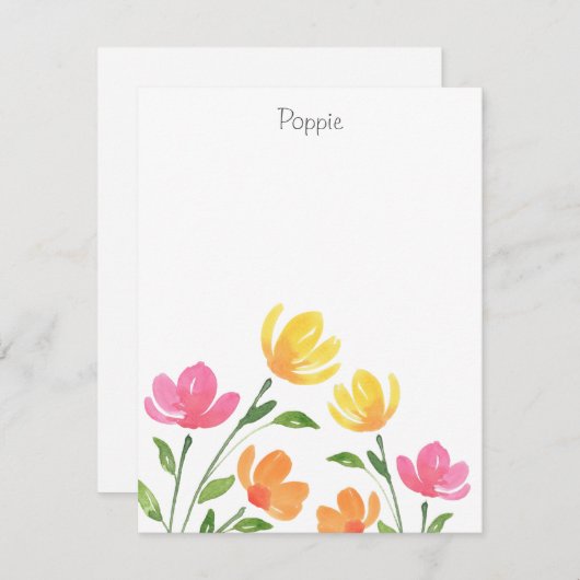 Gelb, orange, rosa Gewässer, Blumengestelle Mitteilungskarte (Vorne/Hinten)