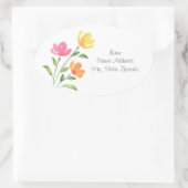 Gelb, orange, rosa Gewässer, Blumengestelle Ovaler Aufkleber (Tasche)