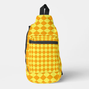 Gelb Orange Schachbrett Diamantmuster Crossbody Bag