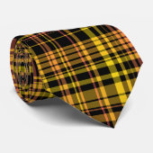 Gelb Orange Schwarz Karomuster Krawatte (Gerollt)