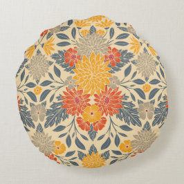 Gelb, orange und blau rundes kissen