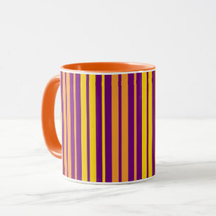 Gelb Orange und Lila Vertikalstreifen-Muster Tasse