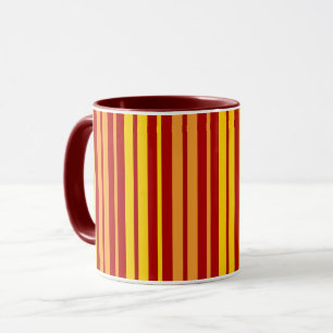 Gelb Orange und Rot Vertikal gestreiftes Muster Tasse