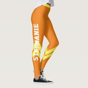 Gelb-orange und Weiß Moderne Leggings