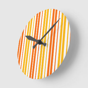 Gelb Orange und Weiß Vertikale Streifen Muster Runde Wanduhr