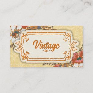 Gelb Orange Vintage Retro Floral Visitenkarte