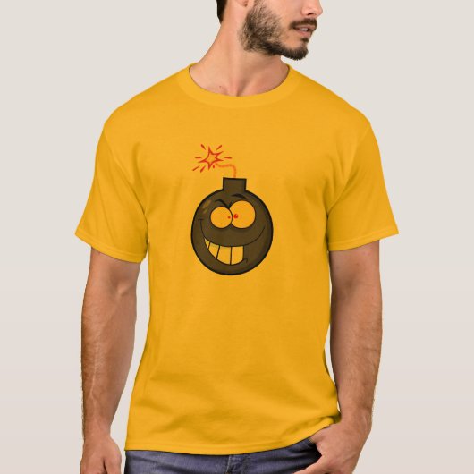 Gelb-orangee Cartoon-Bombe T-Shirt (Vorderseite)