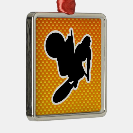 Gelb-orangee Motocross-Peitsche Silbernes Ornament (Rechts)