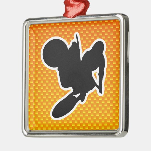 Gelb-orangee Motocross-Peitsche Silbernes Ornament (Links)