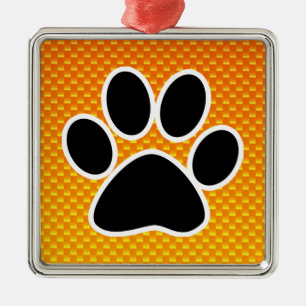 Gelb-orangeer Tatzen-Druck Ornament Aus Metall