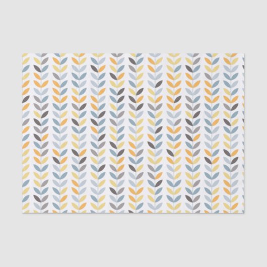 gelb-orangees blaues Grau Skandinaviermuster Seidenpapier (Vorderseite)