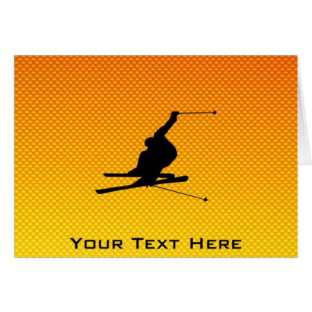 Gelb-orangees Schnee-Skifahren (Vorderseite (Horizontal))