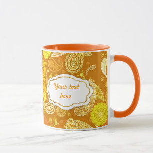 Gelb-orangees sonniges Paisley kundengerecht Tasse