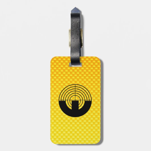 Gelb-orangees Sport-Schießen Gepäckanhänger (Rückseite vertikal)