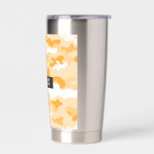 Gelb-orangees Tarnmuster Thermobecher (Links)