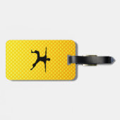 Gelb-orangees Yoga Gepäckanhänger (Rückseite horizontal)