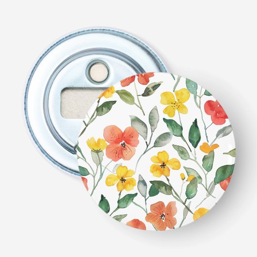 Gelb Orangefarbene Blumen Flaschenöffner (Vorderseite)