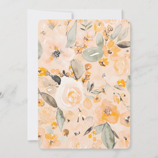 Gelb-orangefarbene Wasserfarbendusche Einladung (Rückseite)