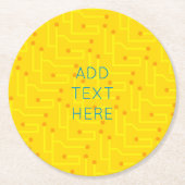 Gelb-orangefarbener Circuit Board Computer Tech Mo Runder Pappuntersetzer (Vorderseite)