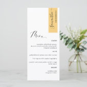 Gelb Personalisiert mit Gast Name Elegantes Menü Menükarte (Stehend Vorderseite)
