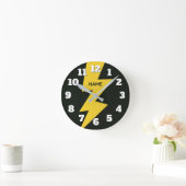 Gelb personalisierter Blitz Runde Wanduhr (Zuhause)