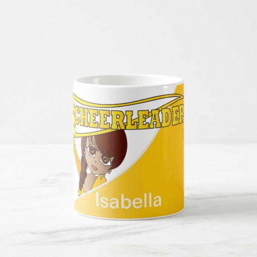 Gelb personifizieren Cheerleader-Mädchen Kaffeetasse (Mittel)
