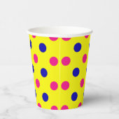 Gelb Pink Blau Punkte Muster Pappbecher (Rechts)