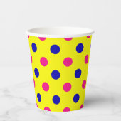 Gelb Pink Blau Punkte Muster Pappbecher (Vorderseite)