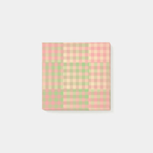 Gelb Pink Grün Karo Patchwork Muster Post-it Klebezettel